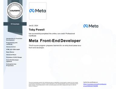 Meta Front-end developer certification